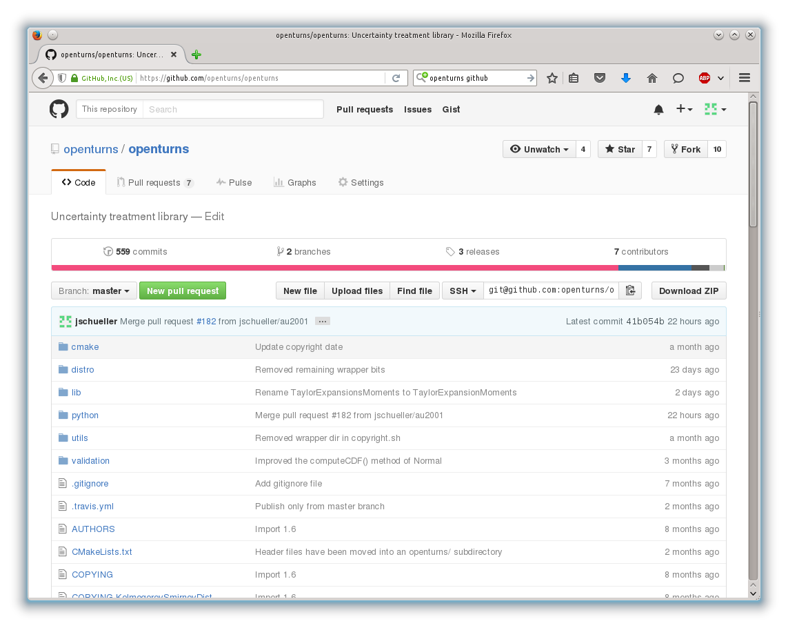 GitHub interface: the source browser